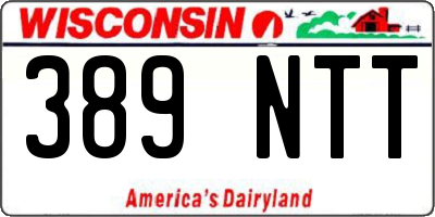 WI license plate 389NTT
