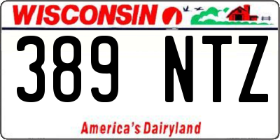 WI license plate 389NTZ