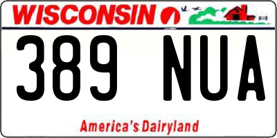 WI license plate 389NUA