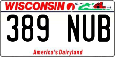 WI license plate 389NUB