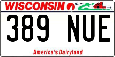 WI license plate 389NUE