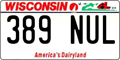 WI license plate 389NUL
