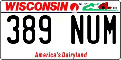 WI license plate 389NUM