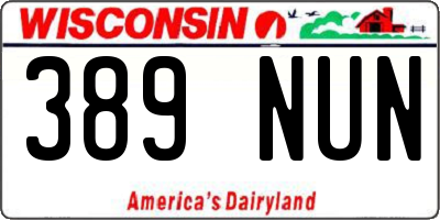 WI license plate 389NUN