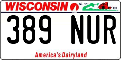 WI license plate 389NUR