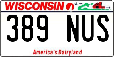 WI license plate 389NUS