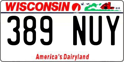WI license plate 389NUY