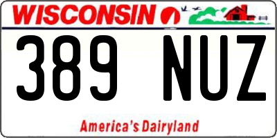 WI license plate 389NUZ