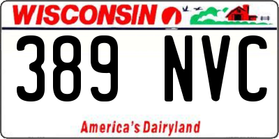 WI license plate 389NVC