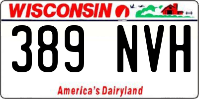 WI license plate 389NVH
