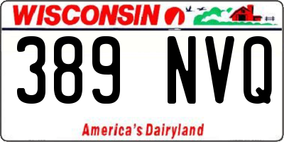 WI license plate 389NVQ