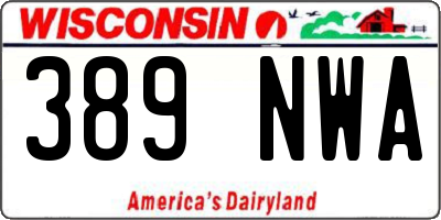 WI license plate 389NWA