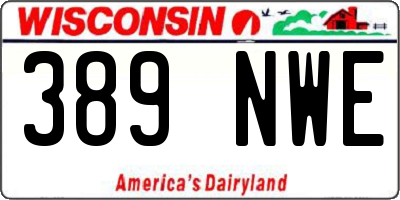 WI license plate 389NWE