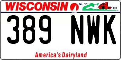WI license plate 389NWK