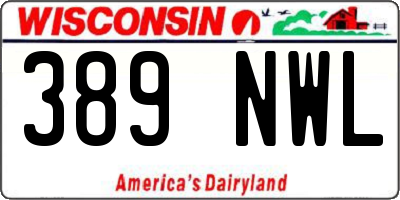 WI license plate 389NWL