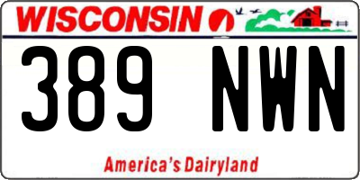 WI license plate 389NWN