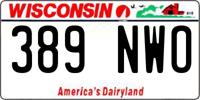 WI license plate 389NWO