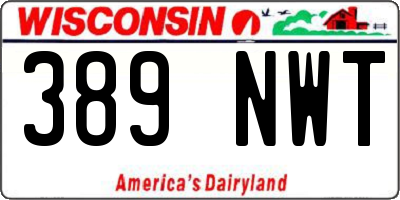 WI license plate 389NWT