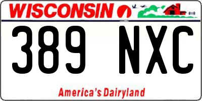 WI license plate 389NXC