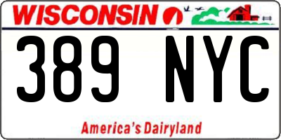 WI license plate 389NYC