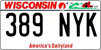 WI license plate 389NYK