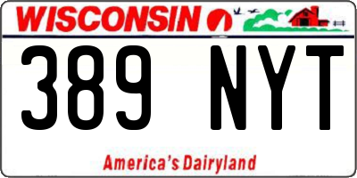 WI license plate 389NYT