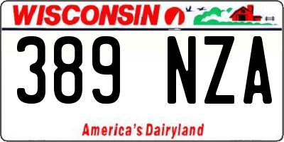 WI license plate 389NZA
