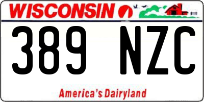 WI license plate 389NZC