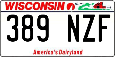 WI license plate 389NZF