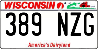 WI license plate 389NZG