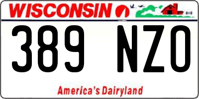 WI license plate 389NZO