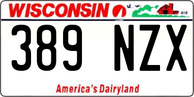 WI license plate 389NZX