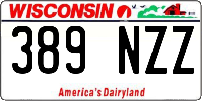 WI license plate 389NZZ