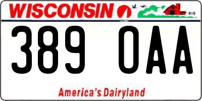 WI license plate 389OAA