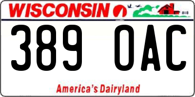WI license plate 389OAC