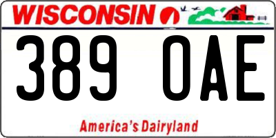 WI license plate 389OAE