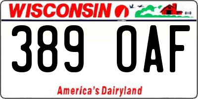 WI license plate 389OAF