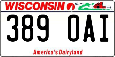 WI license plate 389OAI