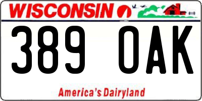 WI license plate 389OAK