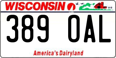 WI license plate 389OAL