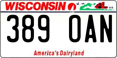 WI license plate 389OAN