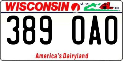 WI license plate 389OAO