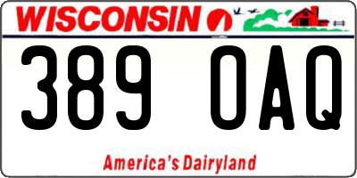 WI license plate 389OAQ