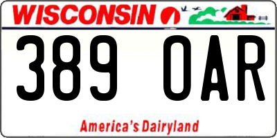 WI license plate 389OAR