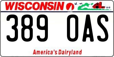 WI license plate 389OAS