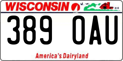 WI license plate 389OAU