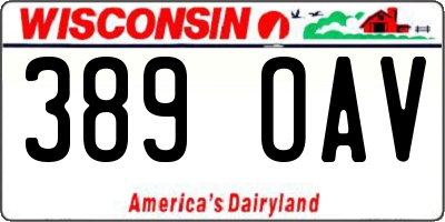 WI license plate 389OAV