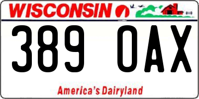 WI license plate 389OAX