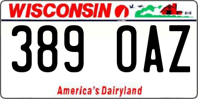 WI license plate 389OAZ