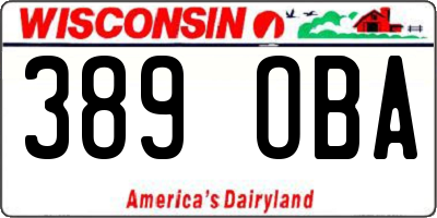 WI license plate 389OBA